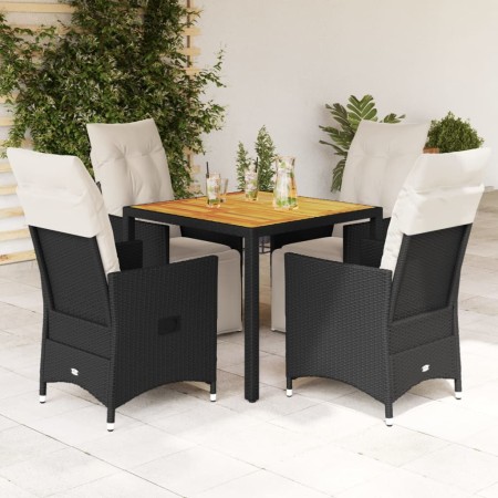 5-teiliges Gartenmöbel-Set mit schwarzen synthetischen Rattankissen von vidaXL, Gartensets - Ref: Foro24-3276856, Preis: 557,...
