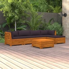 Garden furniture 6 pieces with cushions solid acacia wood by vidaXL, Garden sets - Ref: Foro24-3087311, Price: 857,09 €, Disc...