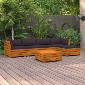 Garden furniture 6 pieces with cushions solid acacia wood by vidaXL, Garden sets - Ref: Foro24-3087326, Price: 857,09 €, Disc...