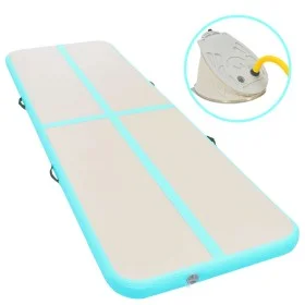 Inflatable gymnastics mat and pump 600x100x10 cm PVC green by vidaXL, Pilates and yoga mats - Ref: Foro24-91923, Price: 171,9...