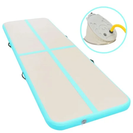 Inflatable gymnastics mat and pump 600x100x10 cm PVC green by vidaXL, Pilates and yoga mats - Ref: Foro24-91923, Price: 171,9...