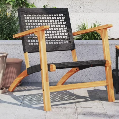 Gartenstühle 2 Stück Akazienholz und schwarzes synthetisches Rattan von vidaXL, Gartensets - Ref: Foro24-365868, Preis: 138,7...