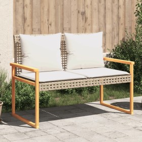 Garden bench with beige cushion mix synthetic rattan acacia by vidaXL, garden benches - Ref: Foro24-365863, Price: 102,47 €, ...