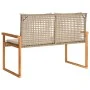 Banco de jardín con cojín beige mezcla ratán sintético acacia de vidaXL, Bancos de jardín - Ref: Foro24-365863, Precio: 106,3...