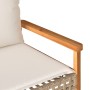 Gartenbank mit beigem Kissenmix aus synthetischer Rattan-Akazie von vidaXL, Gartenbänke - Ref: Foro24-365863, Preis: 102,47 €...