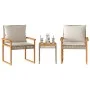 Table and chairs with cushions 3 pieces PE rattan acacia beige mix by vidaXL, Garden sets - Ref: Foro24-365861, Price: 155,86...