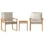 Table and chairs with cushions 3 pieces PE rattan acacia beige mix by vidaXL, Garden sets - Ref: Foro24-365861, Price: 155,86...