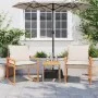 Table and chairs with cushions 3 pieces PE rattan acacia beige mix by vidaXL, Garden sets - Ref: Foro24-365861, Price: 155,86...
