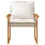 Table and chairs with cushions 3 pieces PE rattan acacia beige mix by vidaXL, Garden sets - Ref: Foro24-365861, Price: 155,86...