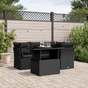 5-teiliges Gartenmöbel-Set und schwarze synthetische Rattankissen von vidaXL, Gartensets - Ref: Foro24-3266555, Preis: 387,07...