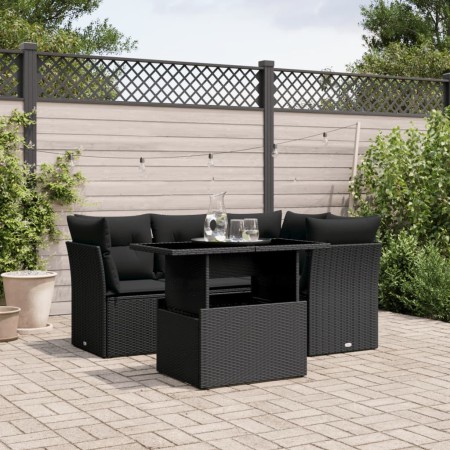5-piece garden furniture set and black synthetic rattan cushions by vidaXL, Garden sets - Ref: Foro24-3266555, Price: 374,05 ...