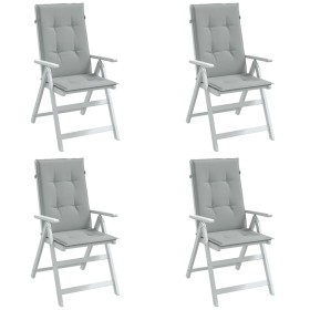 Cojines para silla respaldo alto 4 uds tela gris claro melange