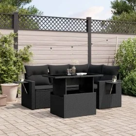 5-teiliges Gartenmöbel-Set und schwarze synthetische Rattankissen von vidaXL, Gartensets - Ref: Foro24-3267875, Preis: 406,41...