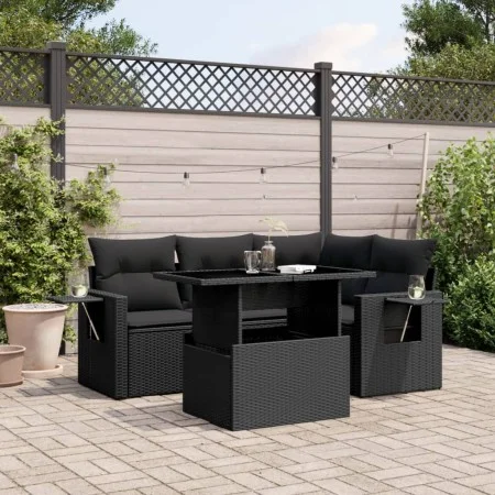5-teiliges Gartenmöbel-Set und schwarze synthetische Rattankissen von vidaXL, Gartensets - Ref: Foro24-3267875, Preis: 406,41...