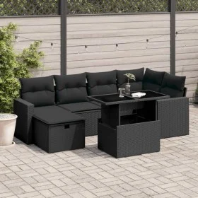 7-piece garden sofa set with black synthetic rattan cushions by vidaXL, Garden sets - Ref: Foro24-3274815, Price: 499,17 €, D...