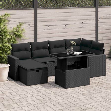 7-piece garden sofa set with black synthetic rattan cushions by vidaXL, Garden sets - Ref: Foro24-3274815, Price: 488,19 €, D...