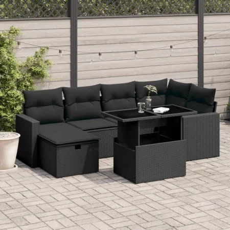 7-piece garden sofa set with black synthetic rattan cushions by vidaXL, Garden sets - Ref: Foro24-3274815, Price: 499,17 €, D...