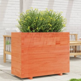 Jardinera madera maciza de pino marrón cera 90x40x72,5 cm