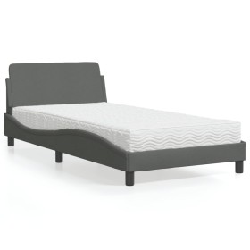 Cama con colchón tela gris oscuro 100x200 cm de vidaXL, Camas y somieres - Ref: Foro24-3208345, Precio: 238,22 €, Descuento: %