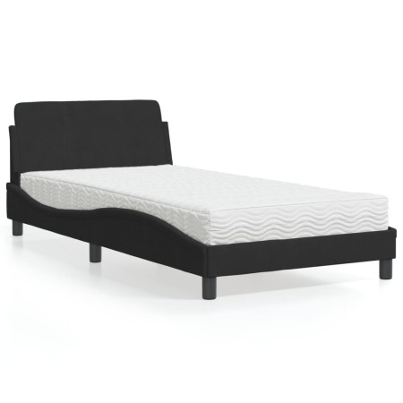 Cama con colchón terciopelo negro 100x200 cm de vidaXL, Camas y somieres - Ref: Foro24-3208353, Precio: 235,87 €, Descuento: %