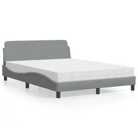 Cama con colchón tela gris claro 120x200 cm