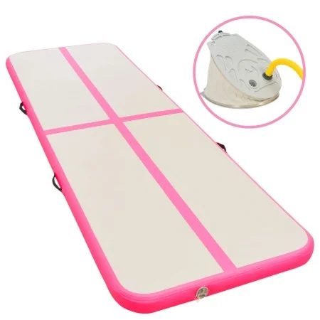 Inflatable gymnastics mat with pump 400x100x10 cm PVC pink by vidaXL, Pilates and yoga mats - Ref: Foro24-91915, Price: 200,9...