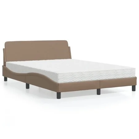 Bed with cappuccino synthetic leather mattress 140x190 cm by vidaXL, Beds and slatted bases - Ref: Foro24-3208401, Price: 332...