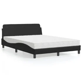 Bed with black synthetic leather mattress 140x200 cm by vidaXL, Beds and slatted bases - Ref: Foro24-3208417, Price: 345,38 €...