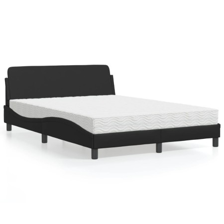 Bed with black synthetic leather mattress 140x200 cm by vidaXL, Beds and slatted bases - Ref: Foro24-3208417, Price: 351,21 €...