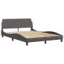 Bed with gray synthetic leather mattress 140x200 cm by vidaXL, Beds and slatted bases - Ref: Foro24-3208420, Price: 338,85 €,...
