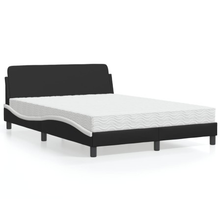 Cama con colchón cuero sintético negro y blanco 140x200 cm de vidaXL, Camas y somieres - Ref: Foro24-3208422, Precio: 344,85 ...