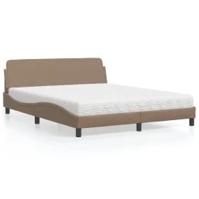 Bed with cappuccino synthetic leather mattress 160x200 cm by vidaXL, Beds and slatted bases - Ref: Foro24-3208441, Price: 349...
