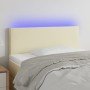 Cabecero con LED cuero sintético color crema 90x5x78/88 cm