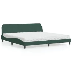 Cama con colchón terciopelo verde oscuro 200x200 cm de vidaXL, Camas y somieres - Ref: Foro24-3208474, Precio: 395,78 €, Desc...