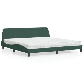 Cama con colchón terciopelo verde oscuro 200x200 cm de vidaXL, Camas y somieres - Ref: Foro24-3208474, Precio: 416,68 €, Desc...