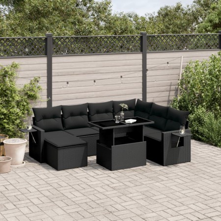 8-teiliges Gartensofa-Set und schwarze synthetische Rattankissen von vidaXL, Gartensets - Ref: Foro24-3268095, Preis: 594,81 ...