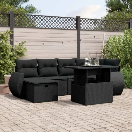 7-piece garden sofa set with black synthetic rattan cushions by vidaXL, Garden sets - Ref: Foro24-3275135, Price: 521,24 €, D...