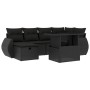 7-piece garden sofa set with black synthetic rattan cushions by vidaXL, Garden sets - Ref: Foro24-3275135, Price: 493,84 €, D...