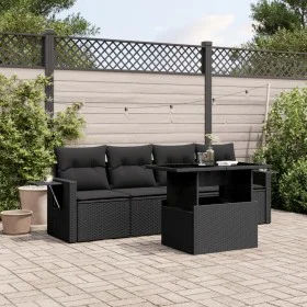 5-teiliges Gartenmöbel-Set und schwarze synthetische Rattankissen von vidaXL, Gartensets - Ref: Foro24-3267725, Preis: 373,88...