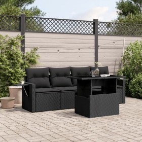 5-teiliges Gartenmöbel-Set und schwarze synthetische Rattankissen von vidaXL, Gartensets - Ref: Foro24-3267725, Preis: 353,96...