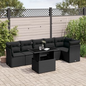 7-piece garden sofa set with black synthetic rattan cushions by vidaXL, Garden sets - Ref: Foro24-3266595, Price: 483,67 €, D...