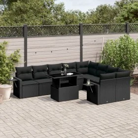 Garden sofa set 10 pieces with black synthetic rattan cushions by vidaXL, Garden sets - Ref: Foro24-3268125, Price: 685,20 €,...