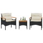 Garden sofa set with cushions 3 pieces black synthetic rattan by vidaXL, Garden sets - Ref: Foro24-368404, Price: 185,64 €, D...