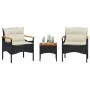 Garden sofa set with cushions 3 pieces black synthetic rattan by vidaXL, Garden sets - Ref: Foro24-368404, Price: 193,95 €, D...