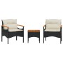 Garden sofa set with cushions 3 pieces black synthetic rattan by vidaXL, Garden sets - Ref: Foro24-368404, Price: 185,64 €, D...