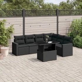 7-piece garden sofa set with black synthetic rattan cushions by vidaXL, Garden sets - Ref: Foro24-3267295, Price: 508,22 €, D...