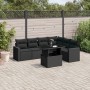 7-teiliges Gartensofa-Set mit schwarzen synthetischen Rattankissen von vidaXL, Gartensets - Ref: Foro24-3267295, Preis: 494,1...