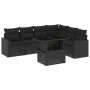 7-teiliges Gartensofa-Set mit schwarzen synthetischen Rattankissen von vidaXL, Gartensets - Ref: Foro24-3267295, Preis: 508,2...