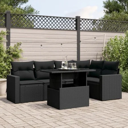 6-piece garden sofa set and black synthetic rattan cushions by vidaXL, Garden sets - Ref: Foro24-3267255, Price: 442,06 €, Di...