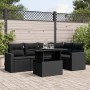 6-teiliges Gartensofa-Set und schwarze synthetische Rattankissen von vidaXL, Gartensets - Ref: Foro24-3267255, Preis: 432,88 ...
